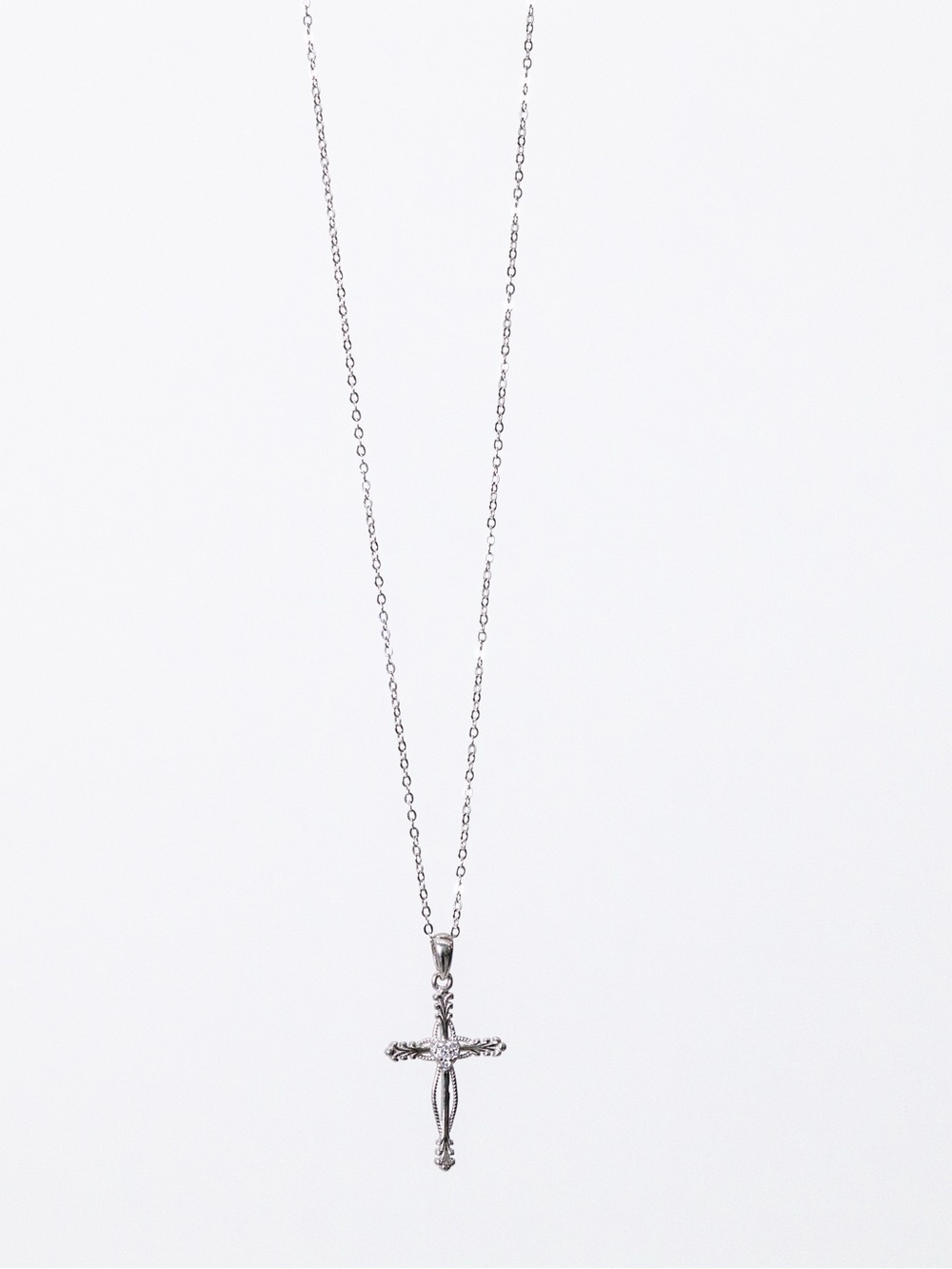 Sterling Silver Cross Pendant Necklace - Silver